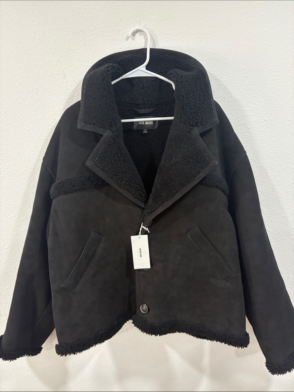 Buck Mason Black Shearling Ranch Jacket Large NWT $1,398